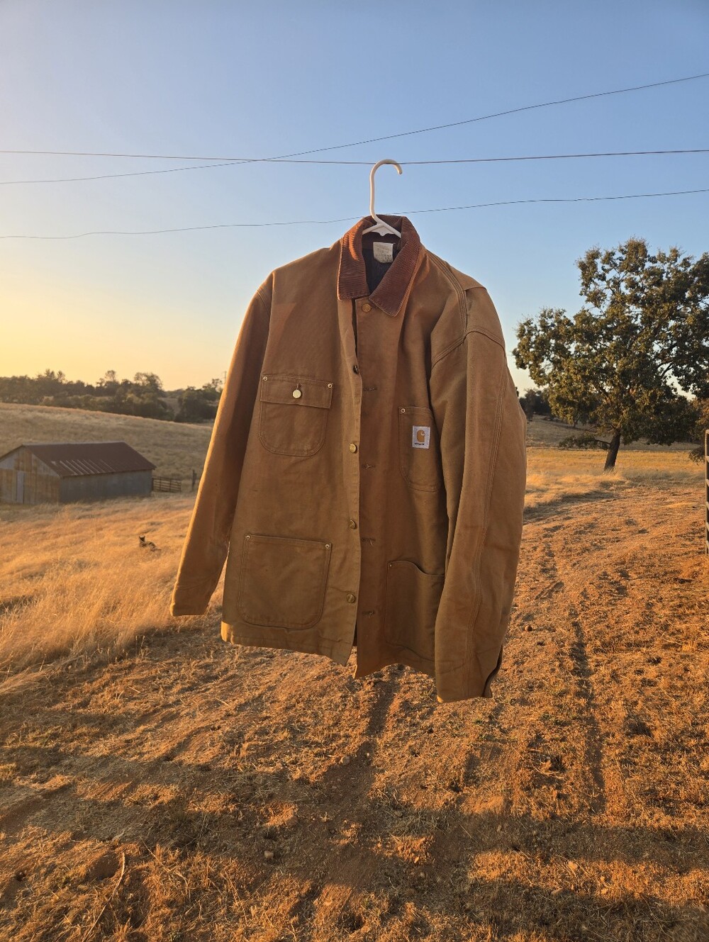 Carhartt Brown Duck Canvas Chore Coat with Corduroy Collar Vintage Size 42 - Picture 4 of 8